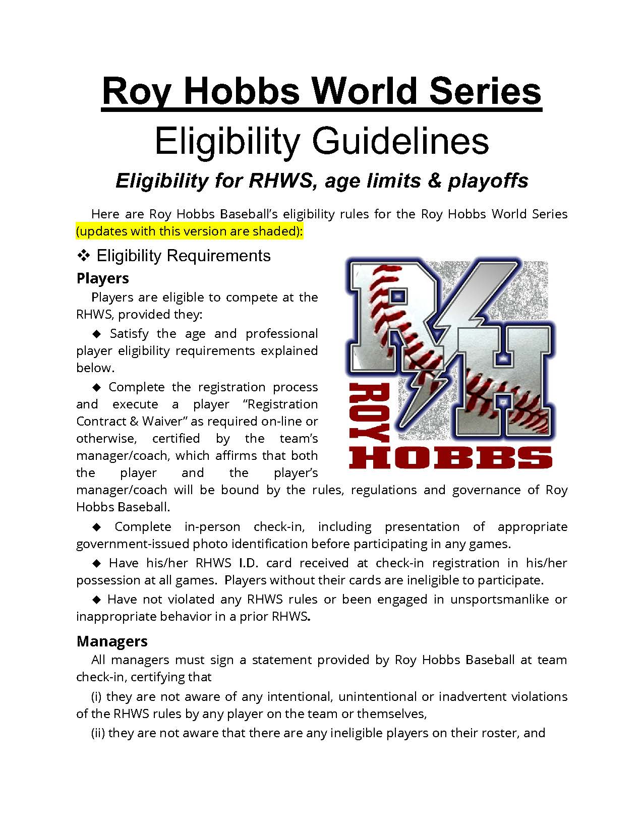 Eligibility Guidelines 2021